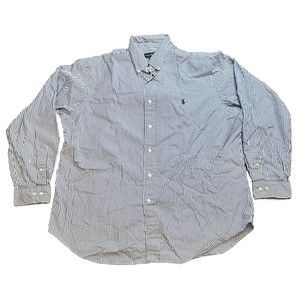 Ralph Lauren Shirt 17 34/35 Blue Long Sleeve Button Down Classic Fit Oxford